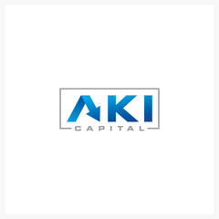 Modern Blue AKI Capital Logo Design