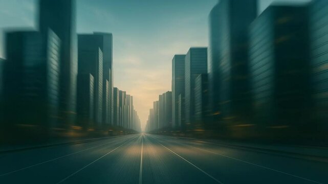 A fast POV of cityscape at dawn