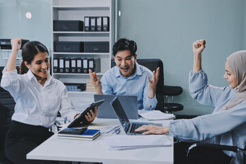 business meeting businesswoman woman office entrepreneur presentation success applause applauding...