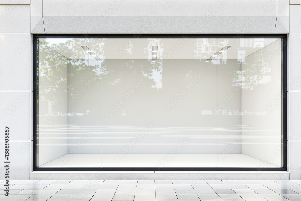 Poster Empty storefront display window with clean white background.