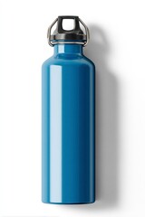 Blue Metal Water Bottle on White Background - Stay Hydrated