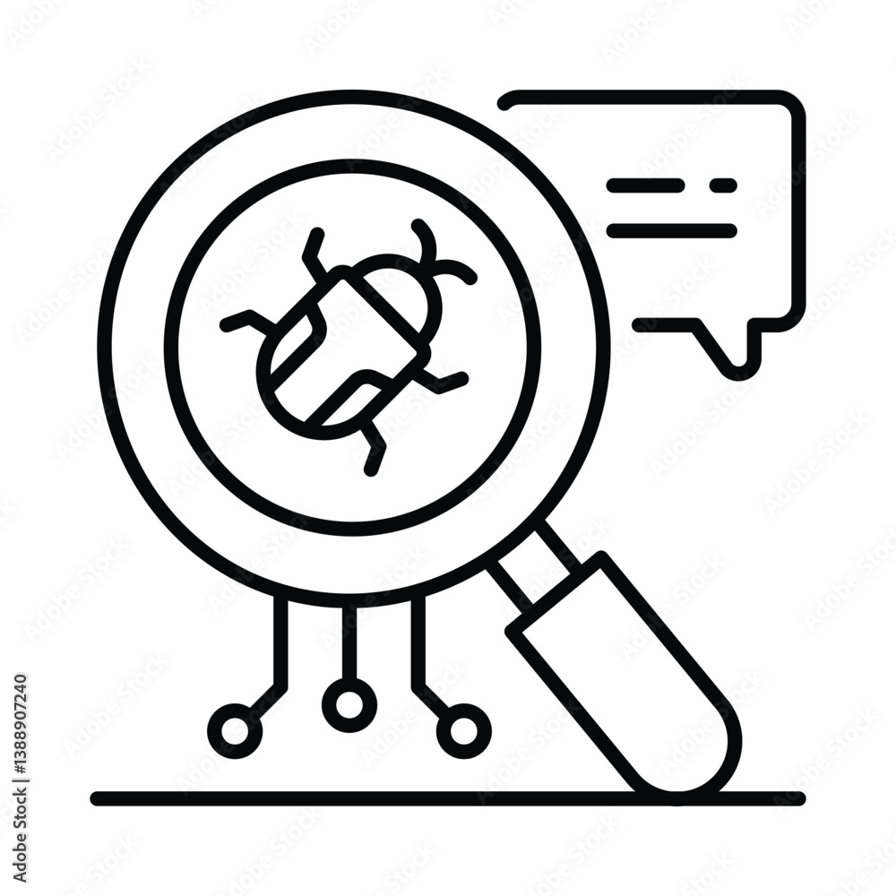 Poster robotic bug vector outline icon. eps 10 file