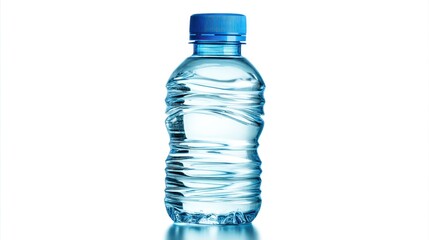 Fototapeta premium Clear Water Bottle Refreshment on White Background for Hydration Concept