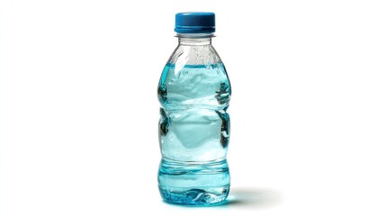 Naklejka premium Refreshing Bottled Water with Blue Cap on a Clean White Background