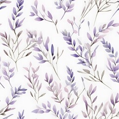 Fototapeta premium Seamless lavender sprigs pattern minimalist nature design soft watercolor environment artistic viewpoint