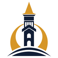 clock tower logo design vector illustration
