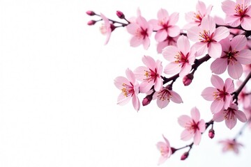 Obraz premium Intricate sakura branch pattern, stylized, white background , repeat, fabric