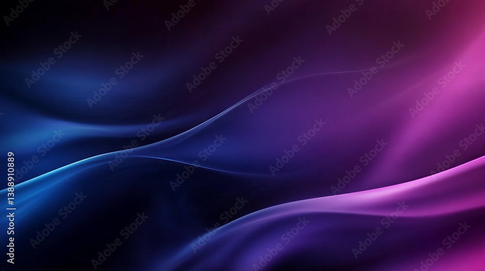 Poster dynamic flowing light waves abstract background in blue and purple with vibrant 3d rendered gradient