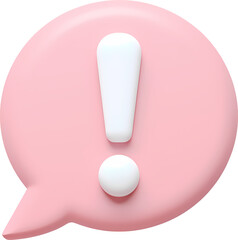 느낌표, 경고, 주의, 아이콘, 심볼, 3D, 입체,말풍선, 버튼, 알림, 강조, 표시, 귀여운, 밝은, 미니멀, 파스텔