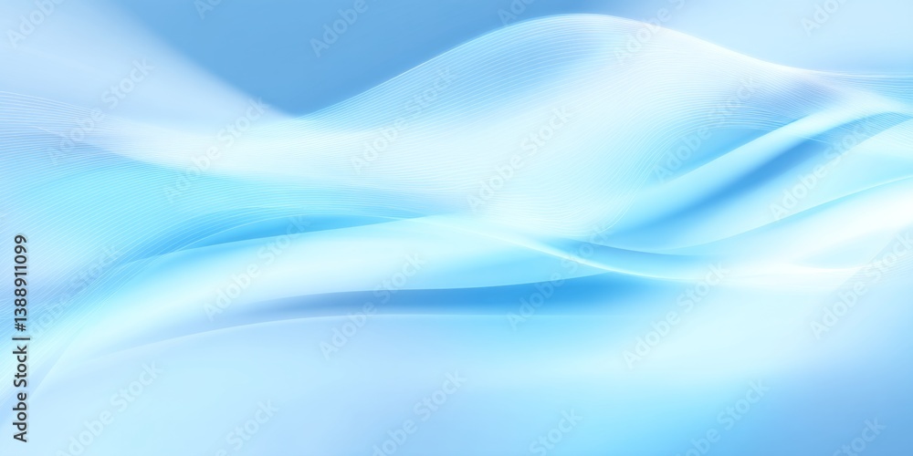 Poster soft blue curved lines flowing across a smooth background in harmony