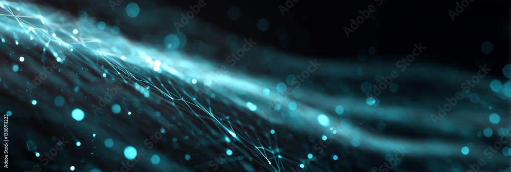 Poster subtle glowing motion in cyber space with soft particles effect