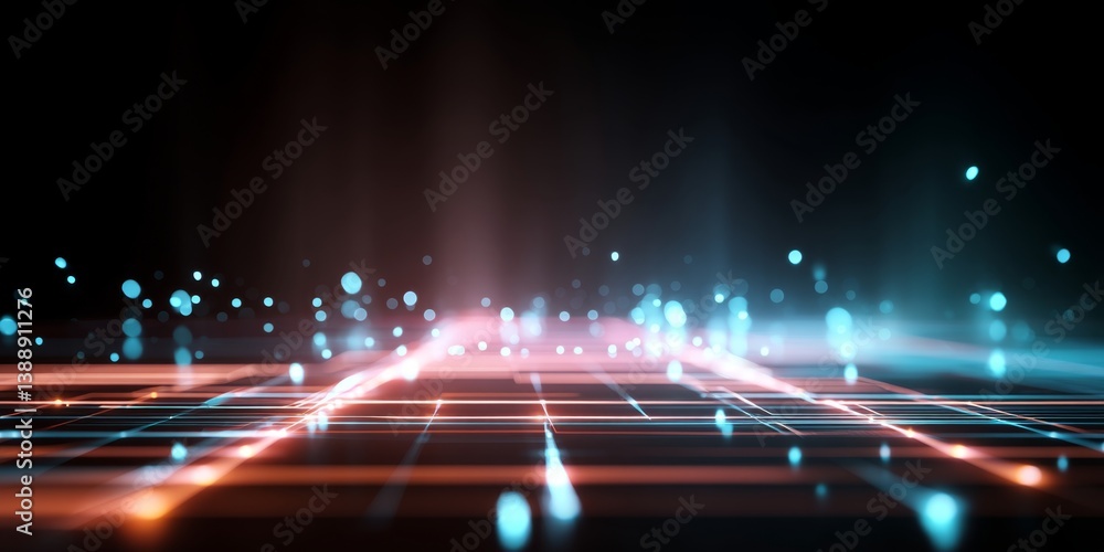 Poster abstract cyber tech scene with subtle motion and neon glow effects
