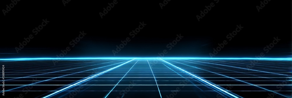 Poster abstract sci-fi glowing grid in clean space background