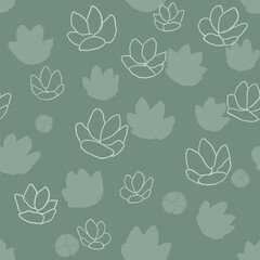 Spring flowers seamless pattern. Floral doodle tulips blossom. Hand drawn illustration for surface design