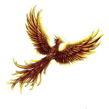 golden phoenix flying