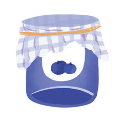 Blueberry jar vector illustration clipart element hand drawn watercolor
