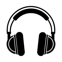 Black Headphones Icon Vector Silhouette Graphic