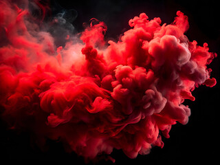 Dark hand painted red watercolour background. Abstract red smoke on black background.
