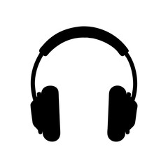 Black Headphones Icon Vector Silhouette Graphic