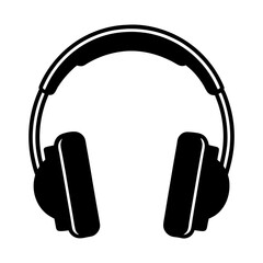 Black Headphones Icon Vector Silhouette Graphic