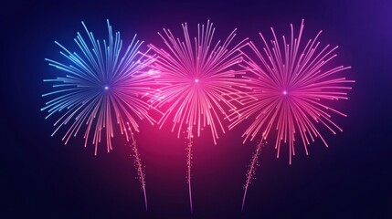 Obraz premium Sleek icon of vibrant fireworks bursting in a modern celebration atmosphere during nighttime festivities