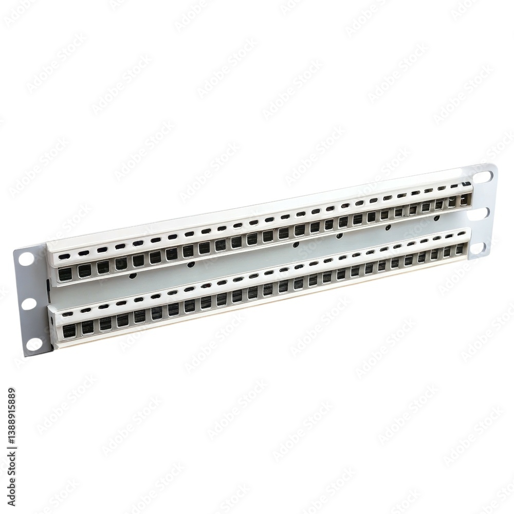 Poster a metal patch panel with multiple ports for organizing and managing network connections in a structu