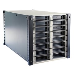 A sleek, modern server rack designed for efficient storage and organization of multiple servers and electronic equipment.
