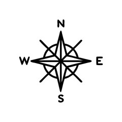 Compass Rose Direction Icon Vector. Navigation Symbol