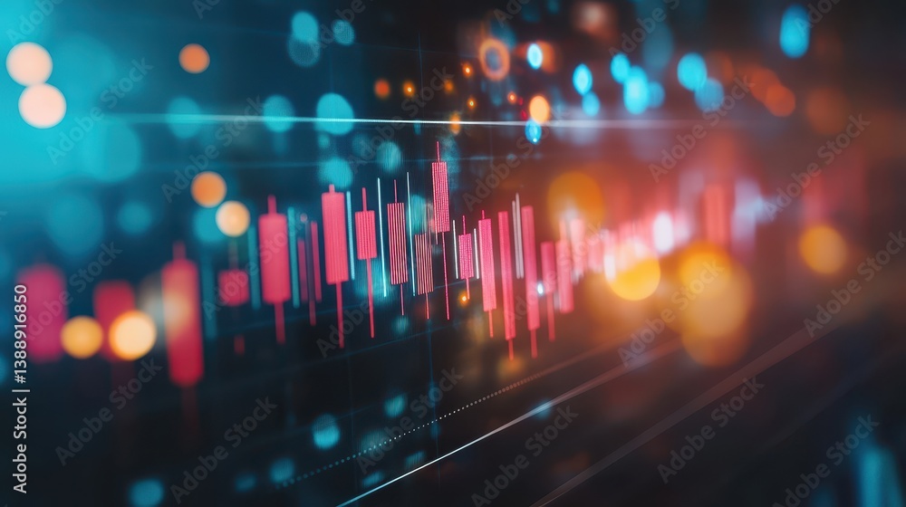 Poster colorful data visualization, graphs on vibrant background showing trends and analysis