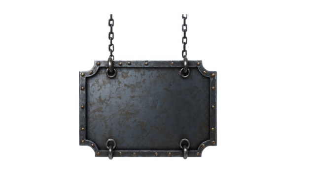 A vintage-style hanging signboard with a rustic black metal frame, ideal for shops or cafes.