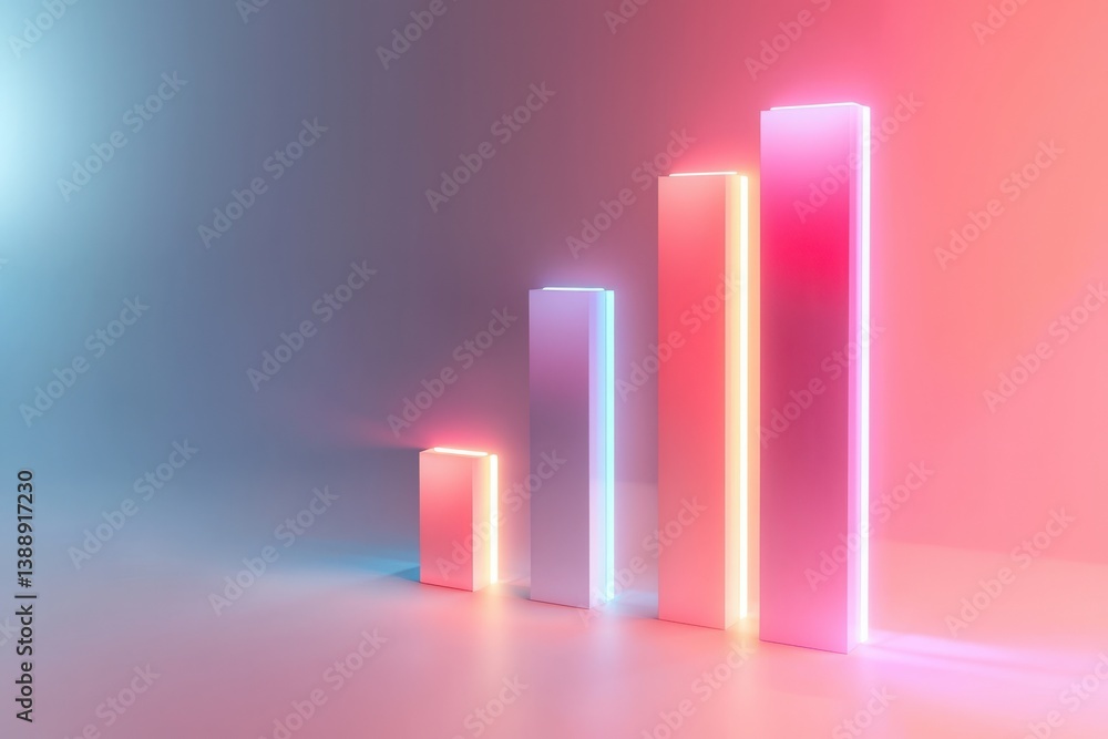 Poster dynamic holographic bar chart demonstrating growth metrics virtual environment infographic display f