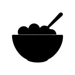 Cereal Bowl Glyph Icon Vector. Breakfast Food Symbol