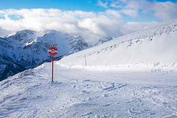 ski trail transit at the resort Latte Viteya in the Alps