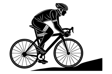 Obraz premium Cycling Man Silhouette Vector Illustration. Road Bike Racer Icon