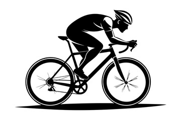 Obraz premium Cycling Man Silhouette Vector Illustration. Road Bike Racer Icon
