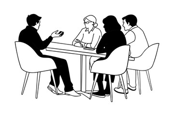 Fototapeta premium Business Meeting Silhouette Vector Illustration. Corporate Team Conference Icon