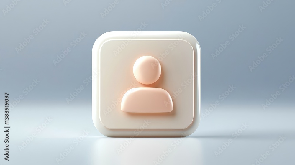 Poster modern element, white button with person icon for user profile and contact information
