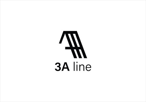 3A Line Logo with Minimal Abstract Letter Design in Black Style