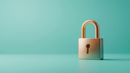 Fototapeta premium Closeup of padlock on turquoise background, a symbol of security and privacy turquoise