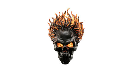 A dramatic flaming skull element for edgy, dark, or action-themed visuals.