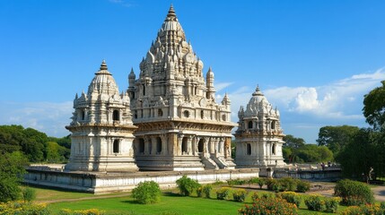 Obraz premium Prambanan temple complex in Java, Indonesia against blue sky