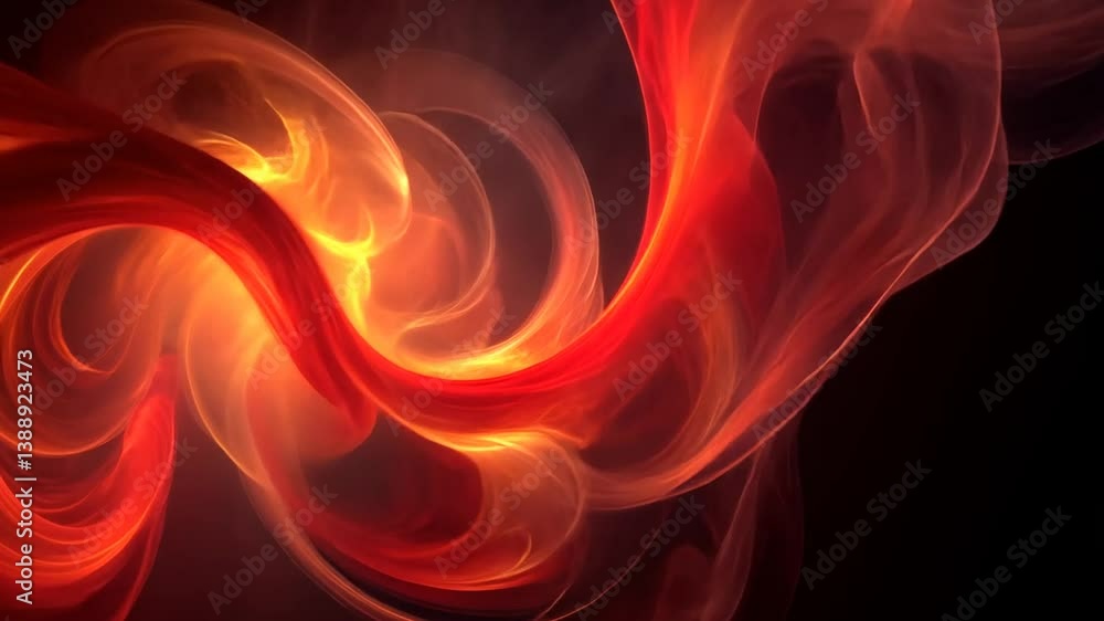 Poster fiery abstract motion graphic loop - dynamic red and orange energy swirls on black