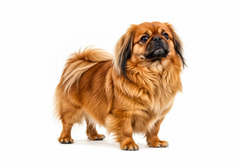 Full body portraits of different dog breeds on white background