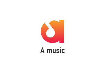 A Music Logo Design with Note Icon Gradient Lettermark Concept