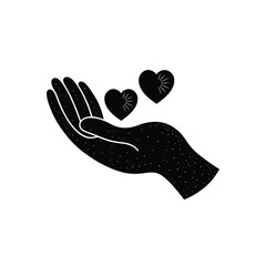 Silhouette Hand Holding Glowing Heart Vector