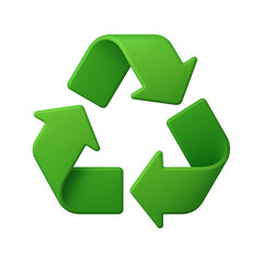 Obraz premium 3D green recycling symbol with three arrows forming a triangle, isolated with transparent background