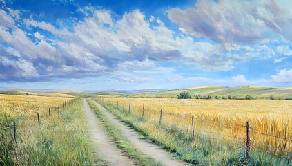 Obraz premium Rural landscape painting