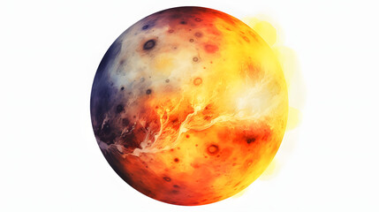 Obraz premium Mercury planet colorful watercolor painting