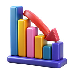 3D Bar Chart with Upward Arrow Isolated on White Background – Growth Analytics and Business Data Icon