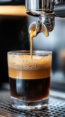 Fototapeta premium A glass of coffee is being poured into a glass